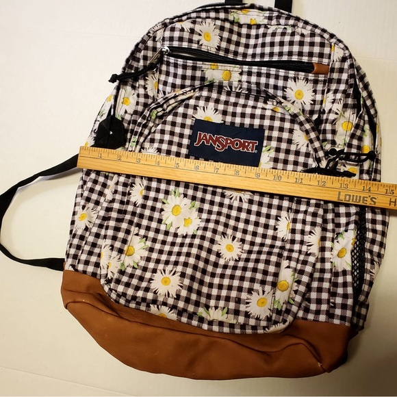 JanSport Daisy Mae Cool Student 17.5" Backpack Flower Gingham Laptop Pocket NEW - Picture 4 of 11